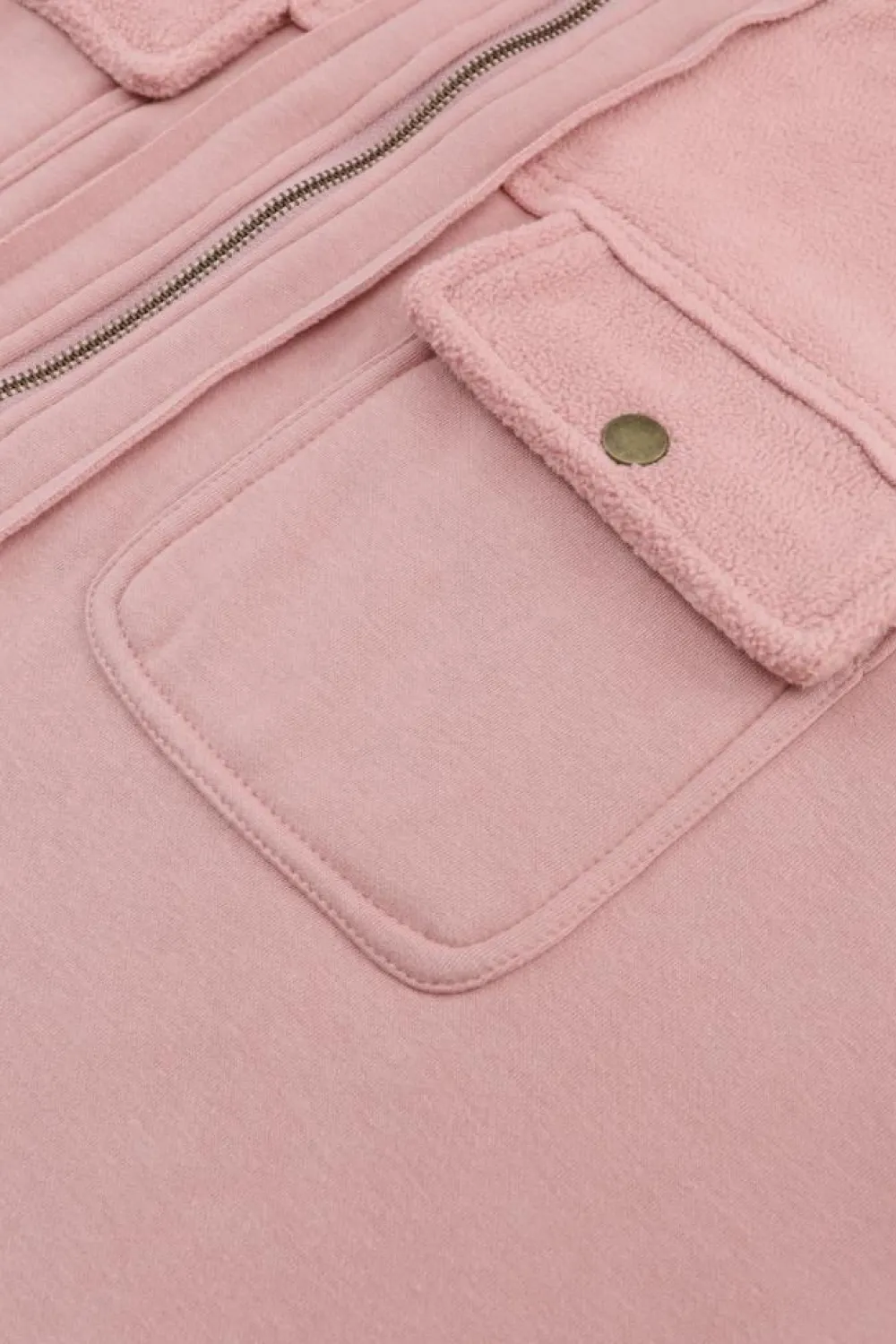 Best Dear-Lover Flap Pocket Drawstring Hood Zip Up Jacket Pink