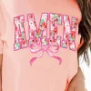 New Dear-Lover Floral AMEN Bow Graphic Crewneck T Shirt Pink