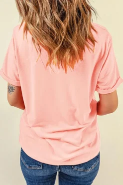 New Dear-Lover Floral AMEN Bow Graphic Crewneck T Shirt Pink