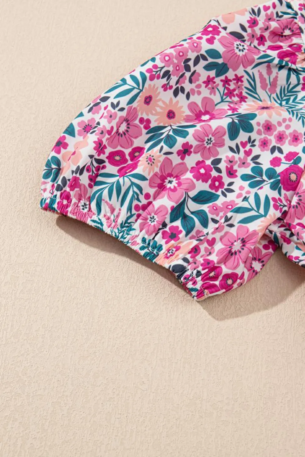 Fashion Dear-Lover Floral Collared Half Placket Short Sleeve Loose Dress Pink