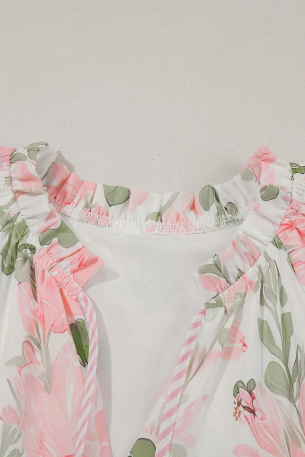 Sale Dear-Lover Floral Contrast Edge Layered Short Sleeve Mini Dress Pink