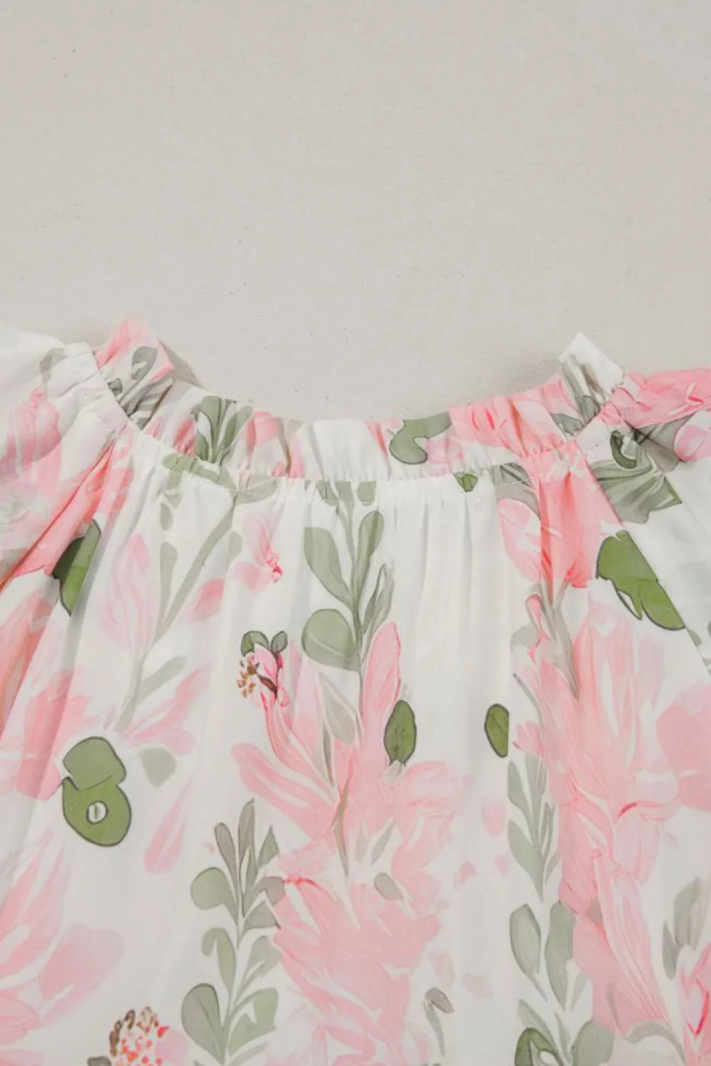 Sale Dear-Lover Floral Contrast Edge Layered Short Sleeve Mini Dress Pink