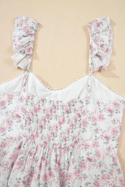 New Dear-Lover Floral Flutter Peplum Tank Top Pink
