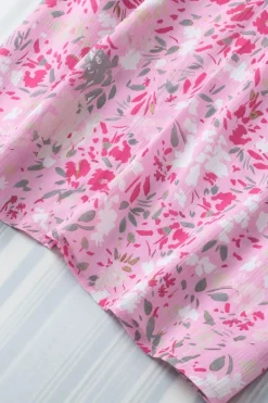 Outlet Dear-Lover Floral Mandarin Collar Top Pink