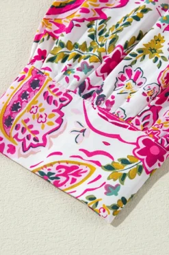 Hot Dear-Lover Floral Paisley Printed Casual Shirt Pink