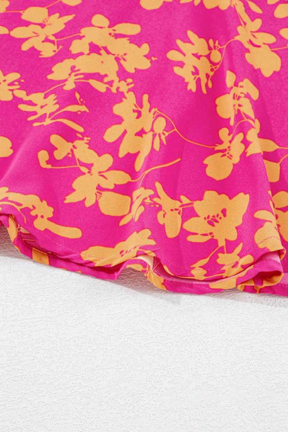 Hot Dear-Lover Floral Print Drawstring Tunic Flowy Short Dress Pink