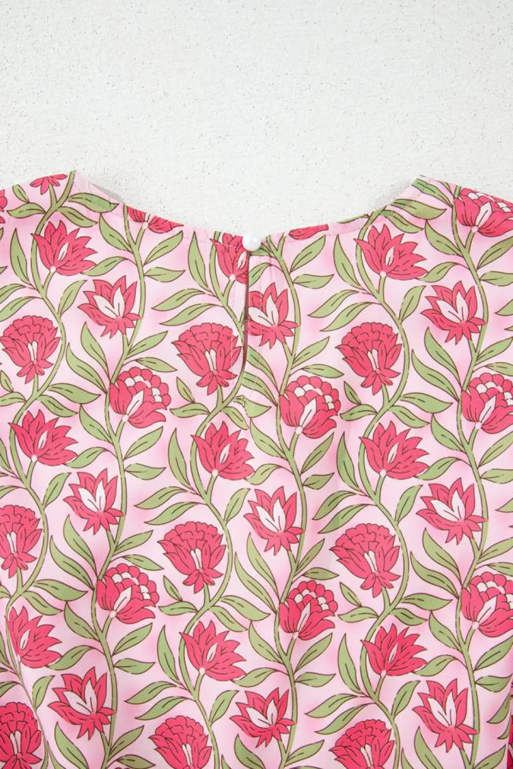 New Dear-Lover Floral Print Puffy Cropped Tank and Mini Skirt Set Pink