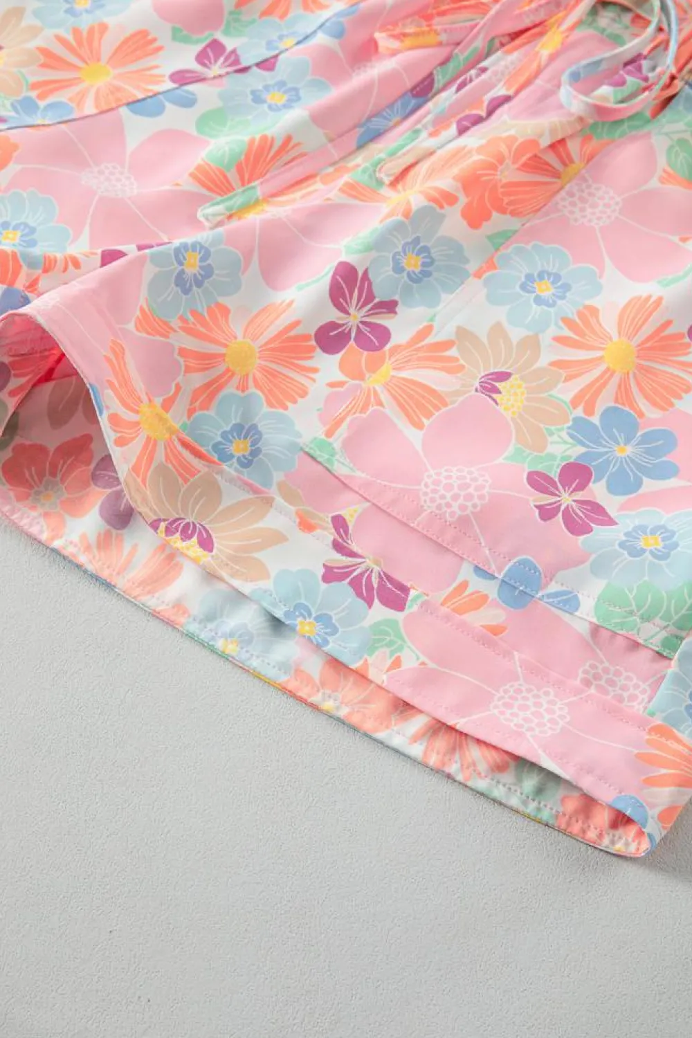New Dear-Lover Floral Print Side Pockets Drawstring Casual Shorts Pink