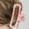 Outlet Dear-Lover Floral Printed Hollow Out Claw Clip Pink