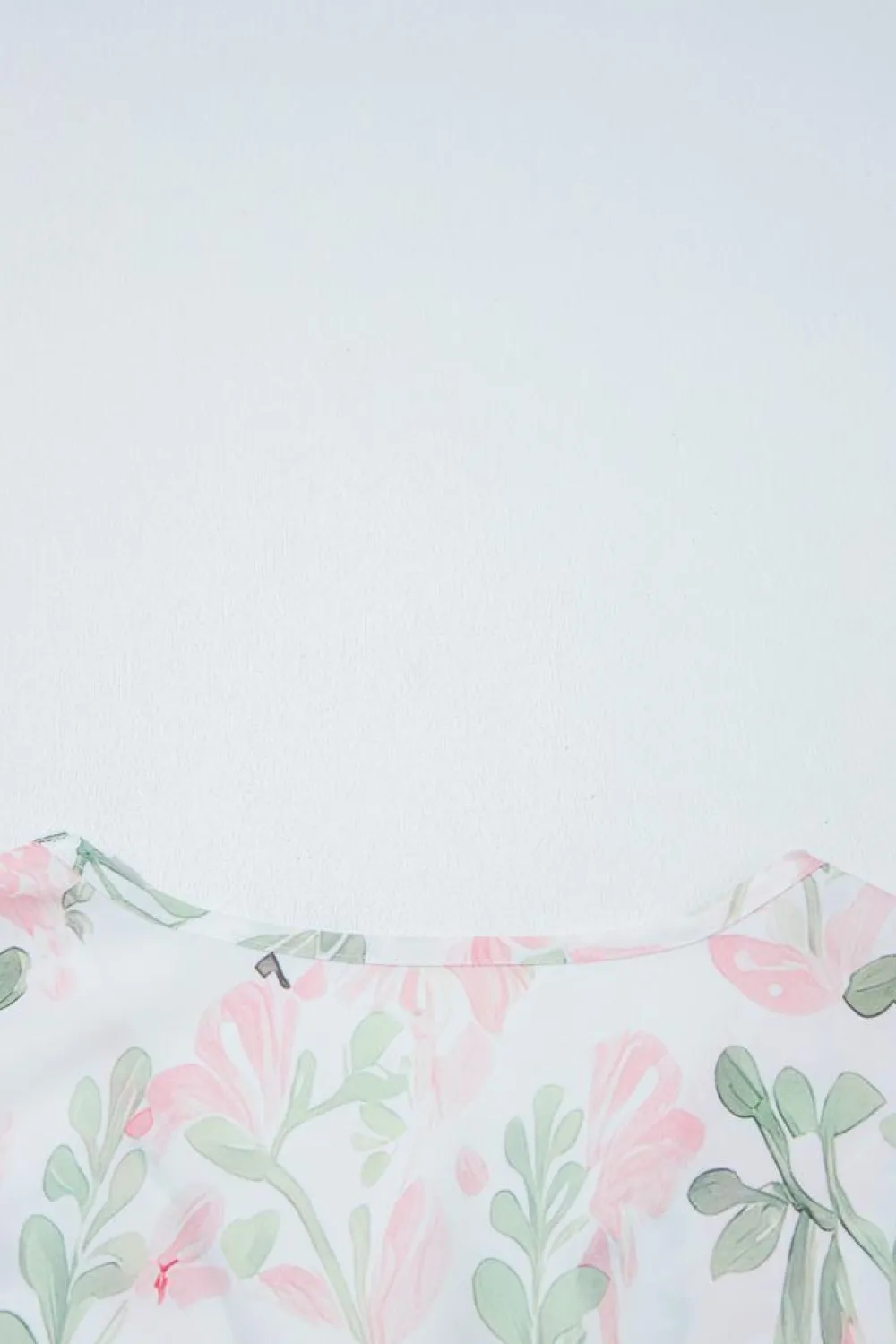 Fashion Dear-Lover Floral Puff Sleeve V Neck Tied Front Peplum Blouse Pink