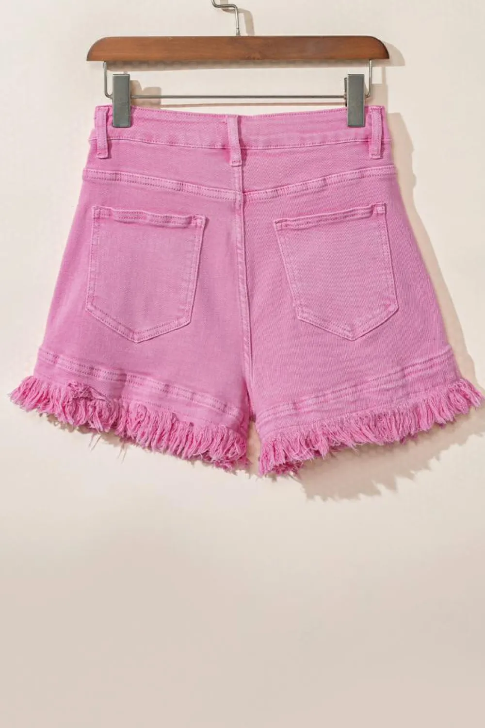 Discount Dear-Lover Frayed Edge Mid Rise Denim Shorts Pink