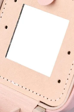 New Dear-Lover Glitter Chenille Z Graphic Mini Jewelry Box with Mirror Pink