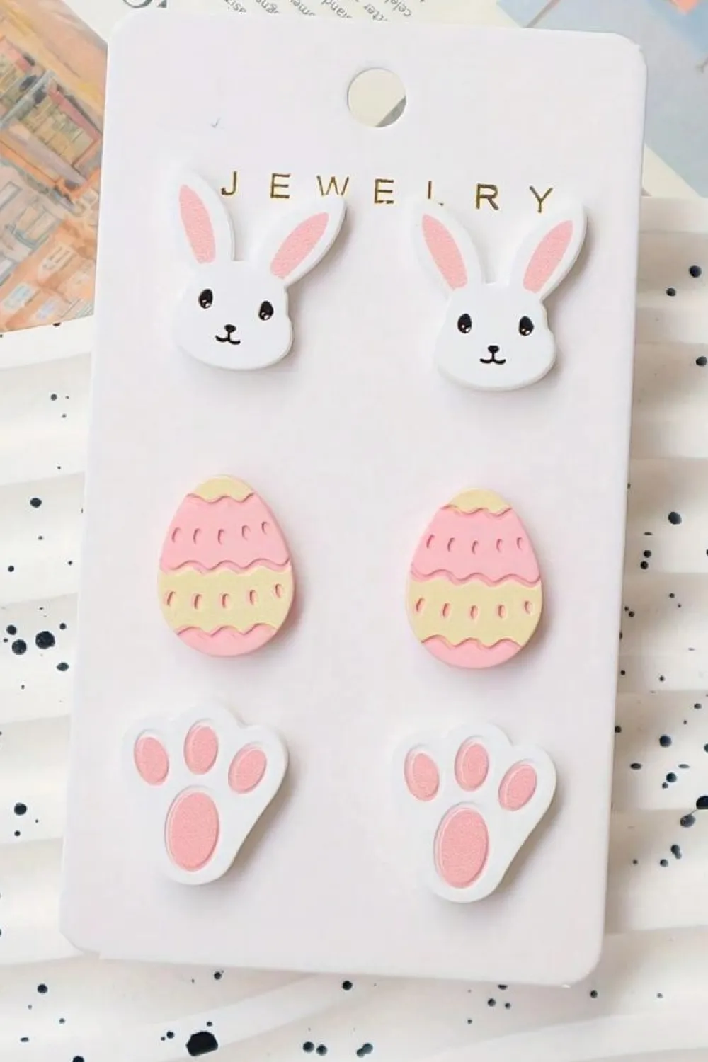 Discount Dear-Lover Happy Easter Day Cute Earrings Pink