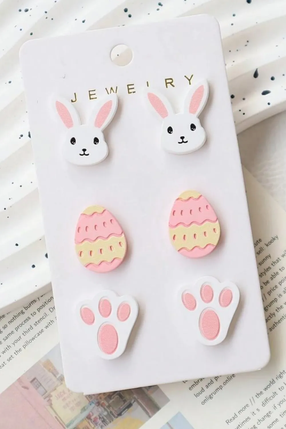 Discount Dear-Lover Happy Easter Day Cute Earrings Pink