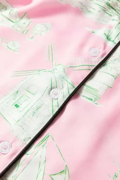 Best Dear-Lover Holiday Resort Short 2pcs Pajama Set Pink