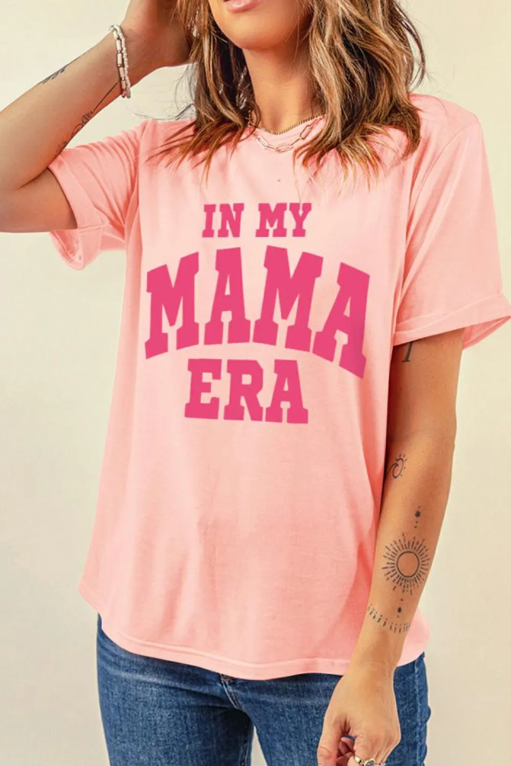Online Dear-Lover IN MY MAMA ERA Crew Neck Graphic T Shirt Pink