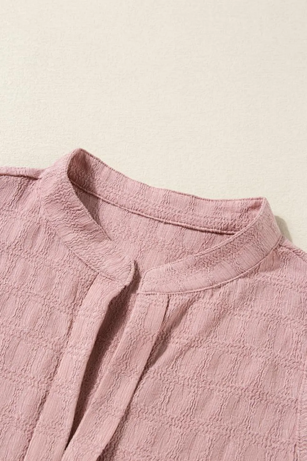 Fashion Dear-Lover Lattice Textured Split Neck Tank Top Pink