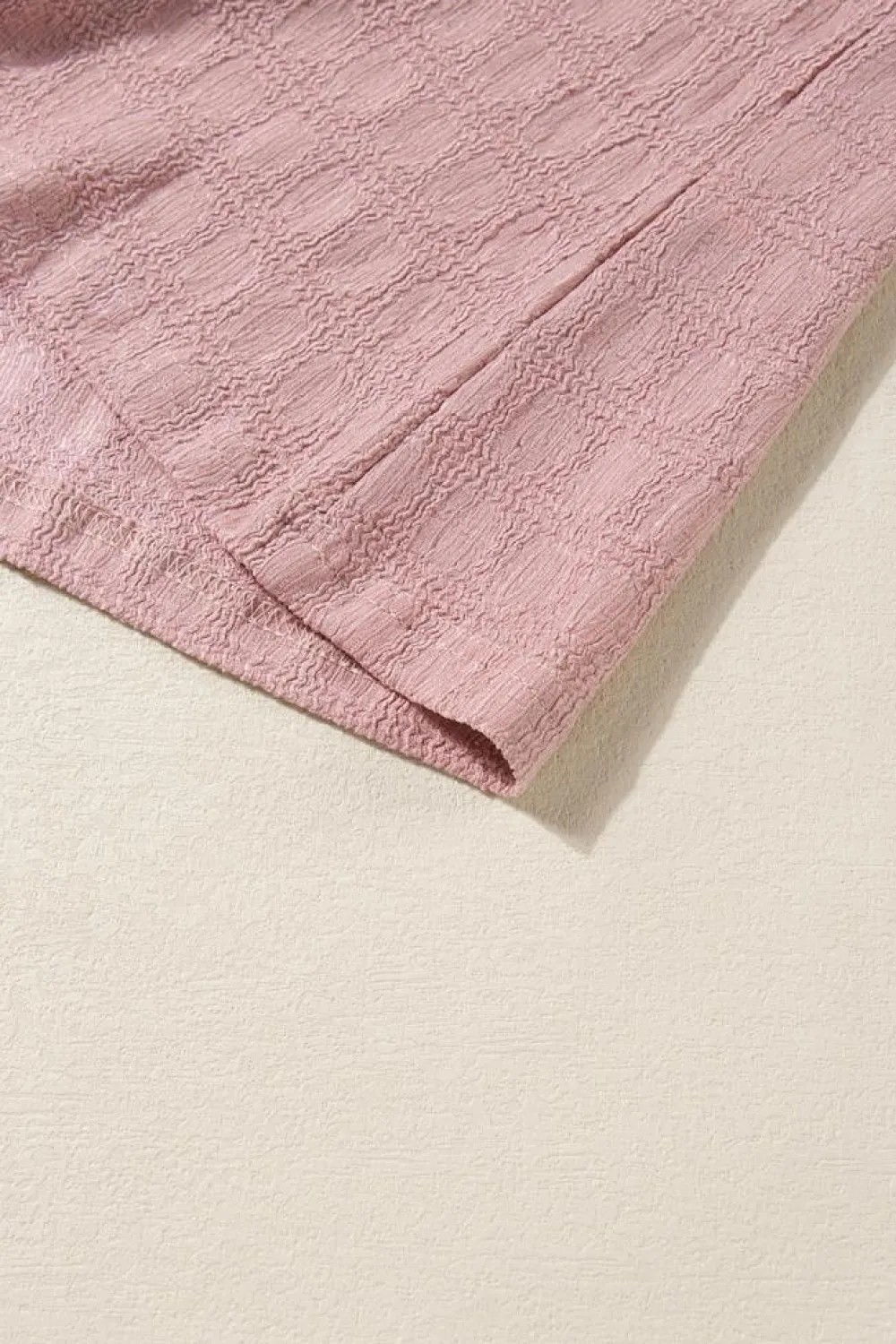 Fashion Dear-Lover Lattice Textured Split Neck Tank Top Pink