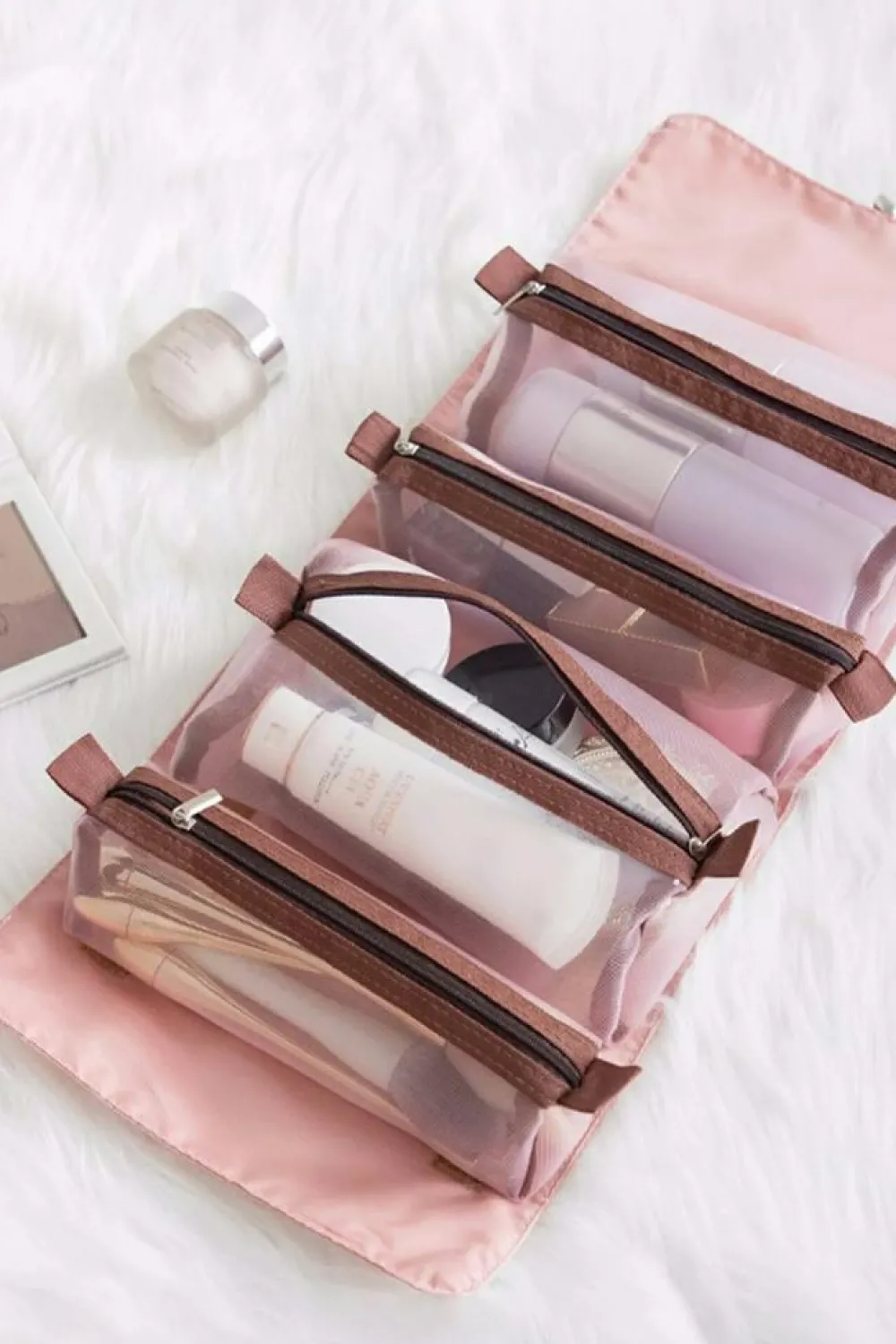 Outlet Dear-Lover Leegoo Detachable 4-in-1 Foldable Makeup Bag Pink