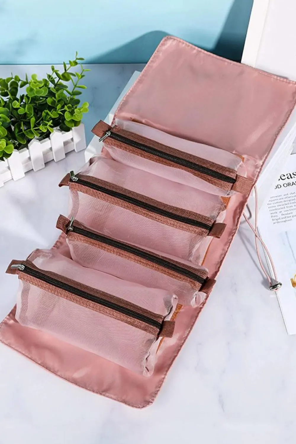 Outlet Dear-Lover Leegoo Detachable 4-in-1 Foldable Makeup Bag Pink