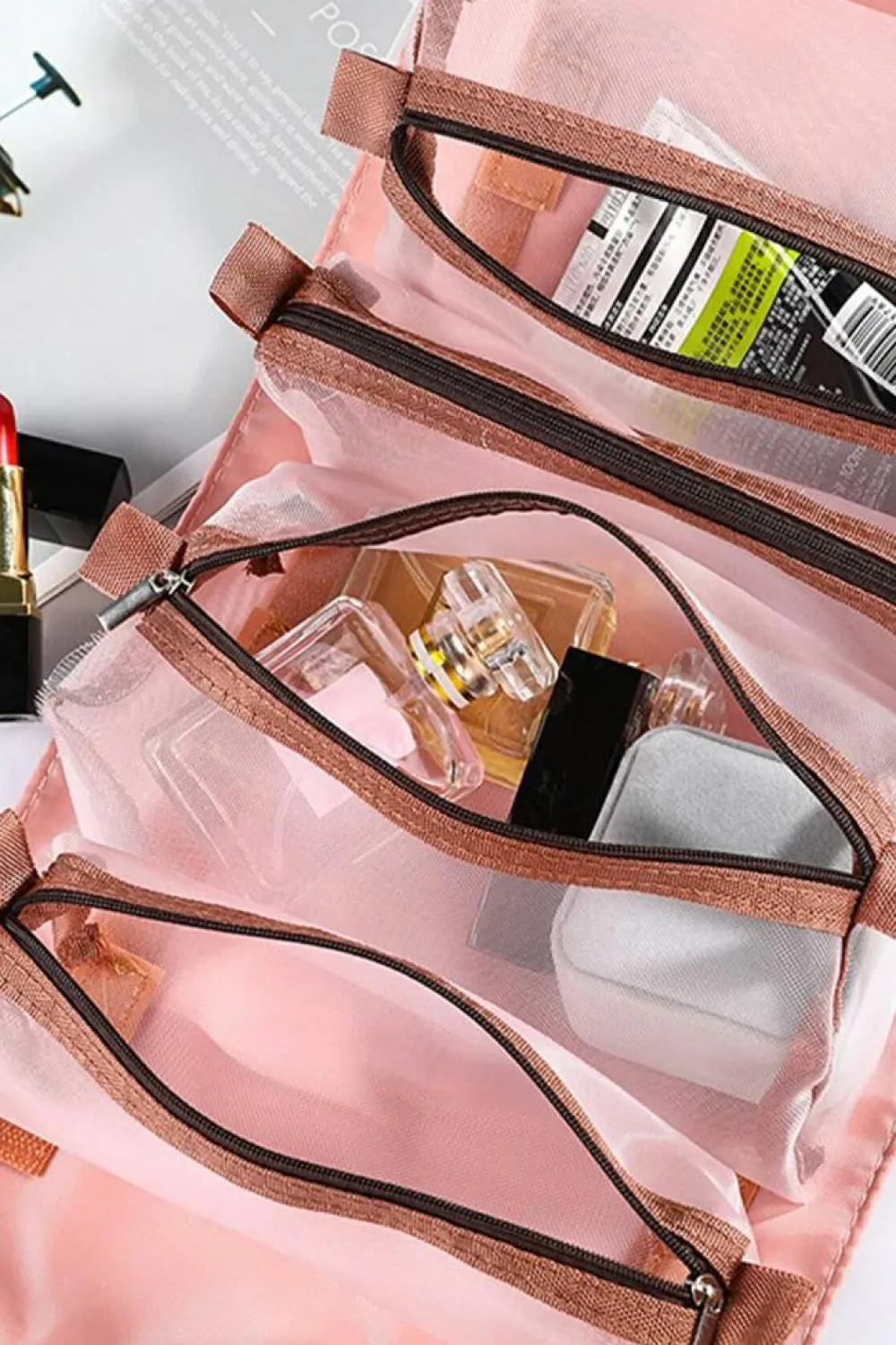 Outlet Dear-Lover Leegoo Detachable 4-in-1 Foldable Makeup Bag Pink