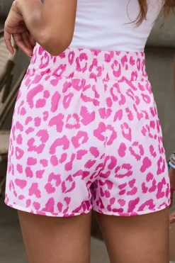 Outlet Dear-Lover Leopard High Waisted Athletic Shorts Pink