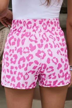 Outlet Dear-Lover Leopard High Waisted Athletic Shorts Pink