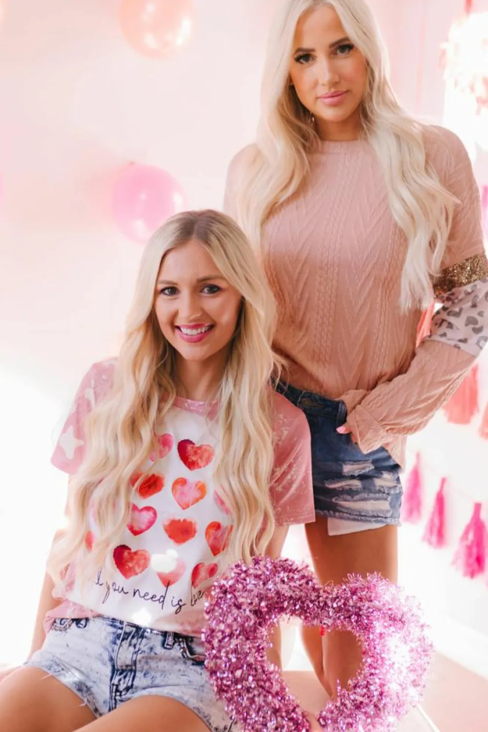 Sale Dear-Lover Leopard Sequin Splicing Sleeves Textured Knit Top Pink