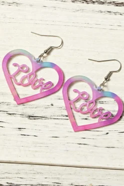 Fashion Dear-Lover Love Hollowed Heart Valentines Fashion Earrings Pink