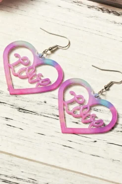 Fashion Dear-Lover Love Hollowed Heart Valentines Fashion Earrings Pink