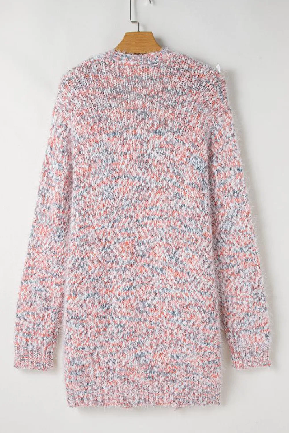Fashion Dear-Lover Multicolor Confetti Open Front Knit Cardigan Pink