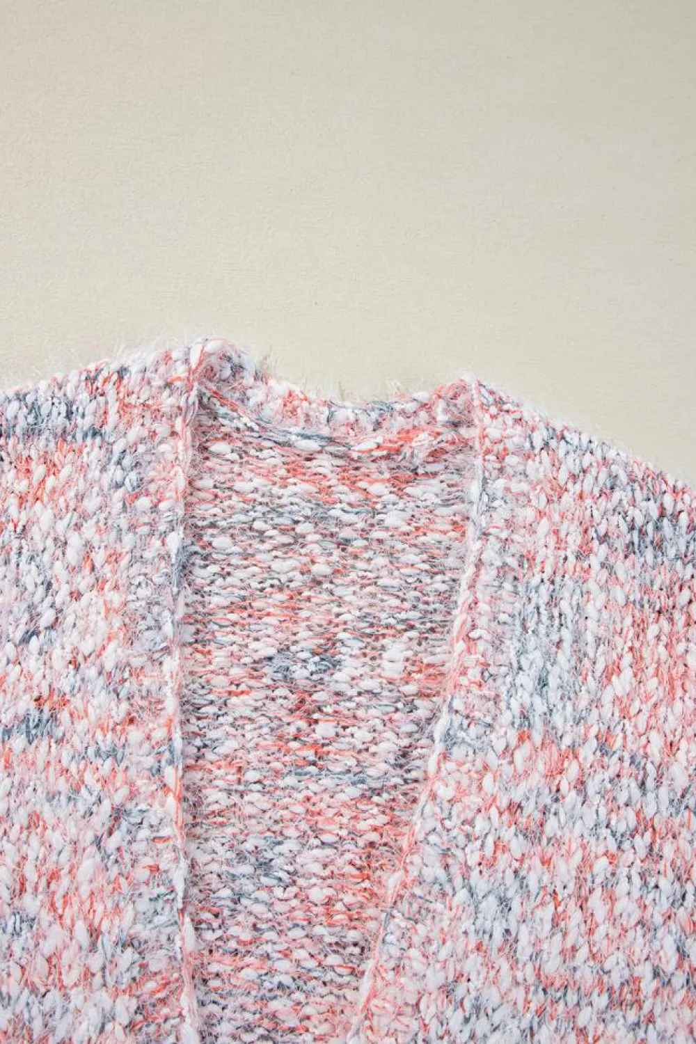 Fashion Dear-Lover Multicolor Confetti Open Front Knit Cardigan Pink