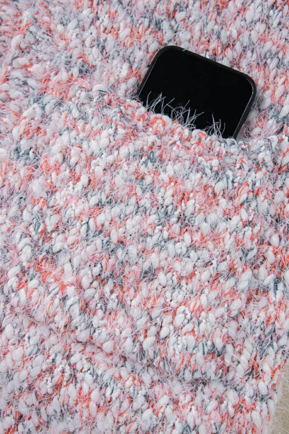Fashion Dear-Lover Multicolor Confetti Open Front Knit Cardigan Pink