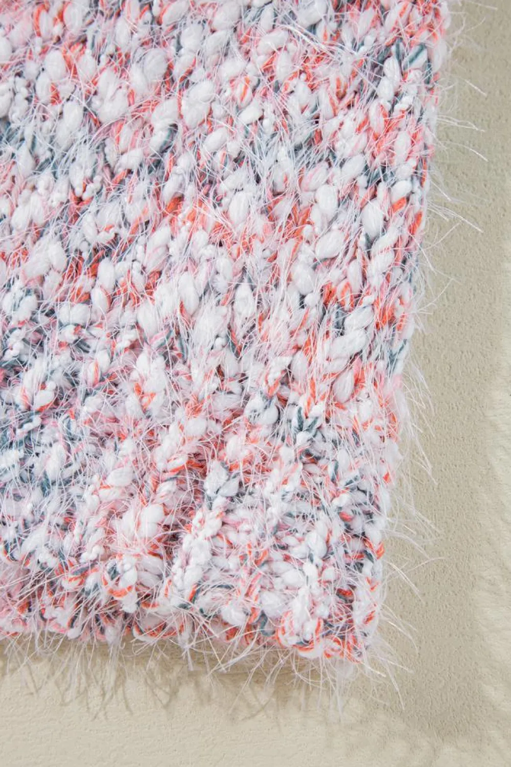 Fashion Dear-Lover Multicolor Confetti Open Front Knit Cardigan Pink