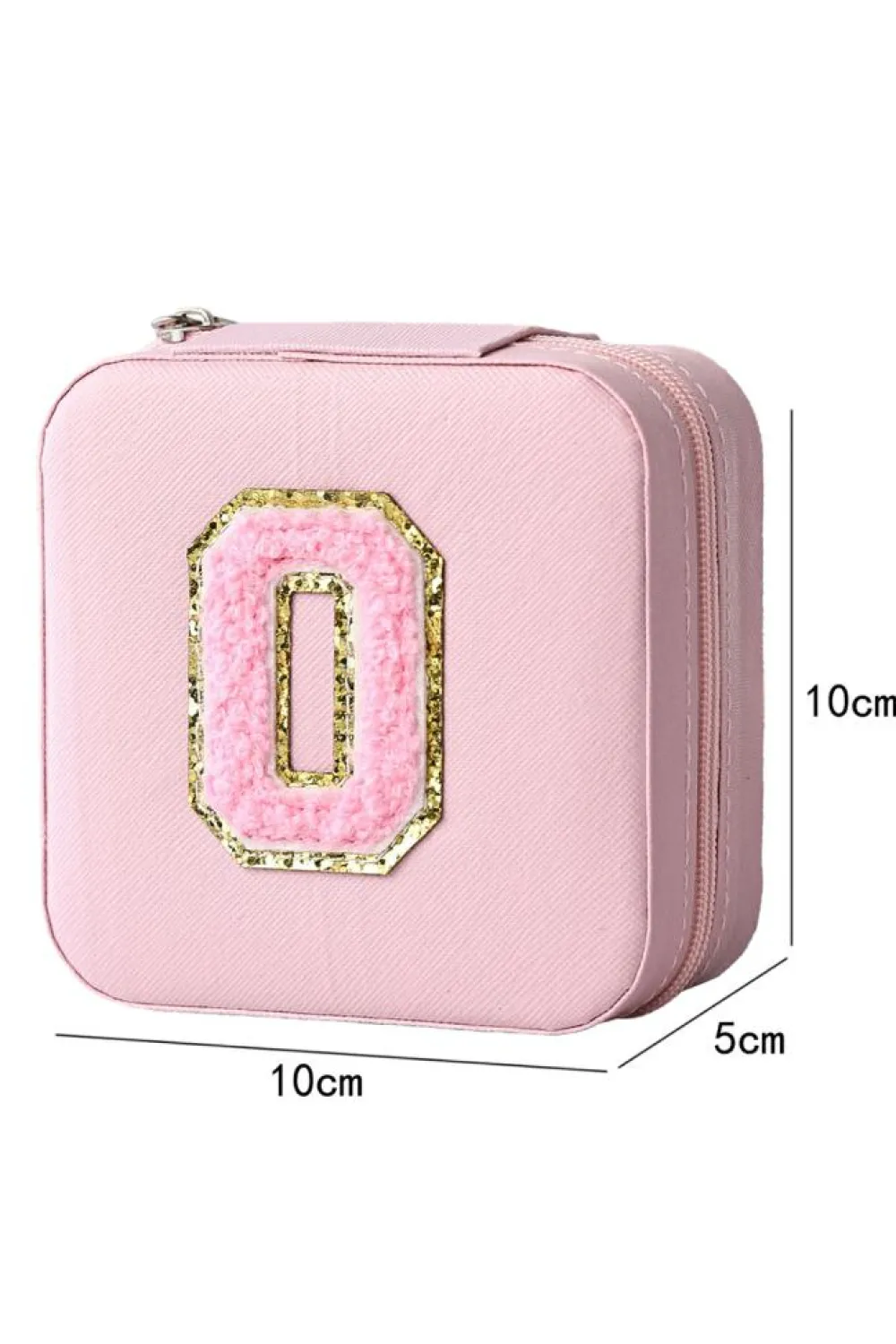 Clearance Dear-Lover O Initial Chenille Jewelry Box with Mirror Pink