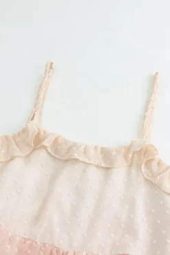 Hot Dear-Lover Ombre Swiss Dot Ruffled Tiered Mini Dress Pink