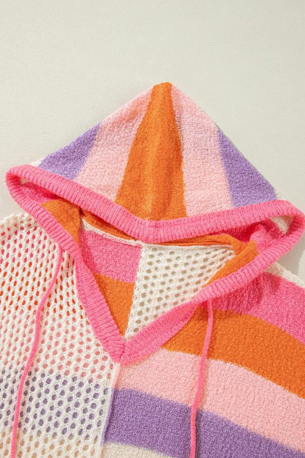 Best Dear-Lover Oversized Colorblock V Neck Hooded Sweater Pink