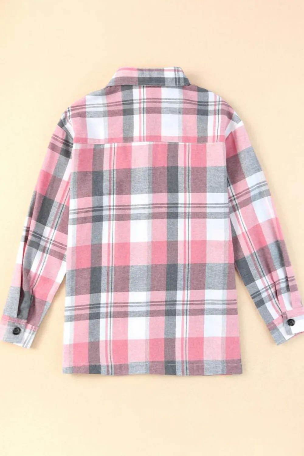 Hot Dear-Lover Plaid Button Up Patch Pocket Shirt Pink