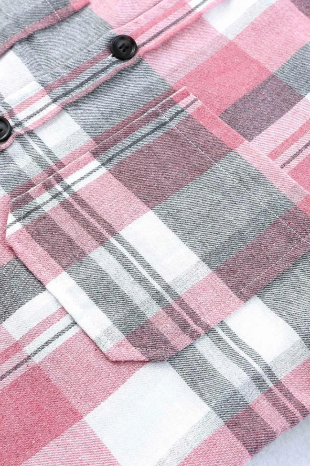 Hot Dear-Lover Plaid Button Up Patch Pocket Shirt Pink