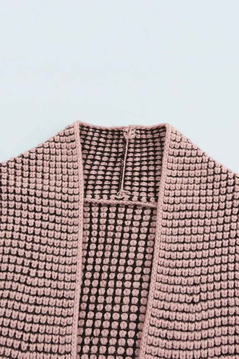 Fashion Dear-Lover Plaid Knitted Long Open Front Cardigan Pink