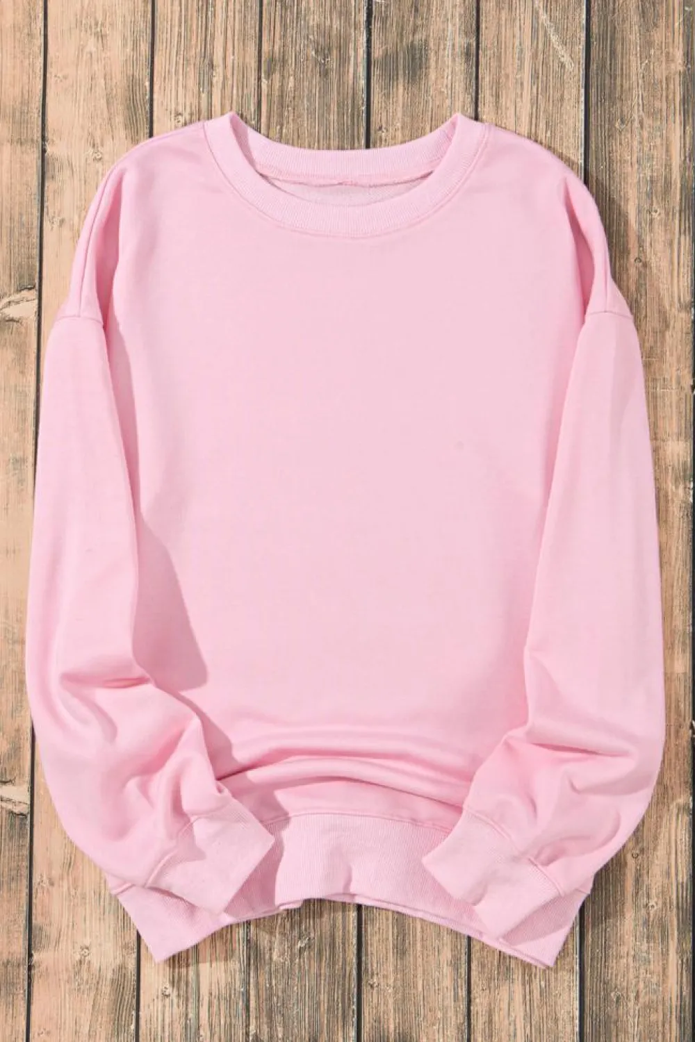 Outlet Dear-Lover Plain Crew Neck Pullover Sweatshirt Pink