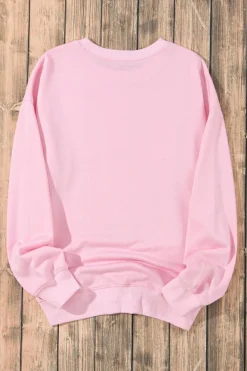 Outlet Dear-Lover Plain Crew Neck Pullover Sweatshirt Pink