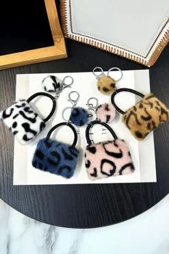 Discount Dear-Lover Plush Animal Print Mini Bag Keychain Pink