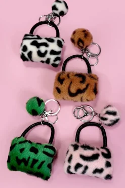 Discount Dear-Lover Plush Animal Print Mini Bag Keychain Pink