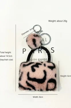Discount Dear-Lover Plush Animal Print Mini Bag Keychain Pink