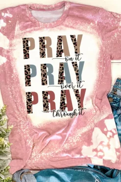 Best Dear-Lover PRAY Graphic Tie Dye Tee Pink