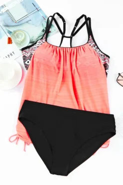 Outlet Dear-Lover Pink Printed Lined Tankini Swimsuit Pink-2