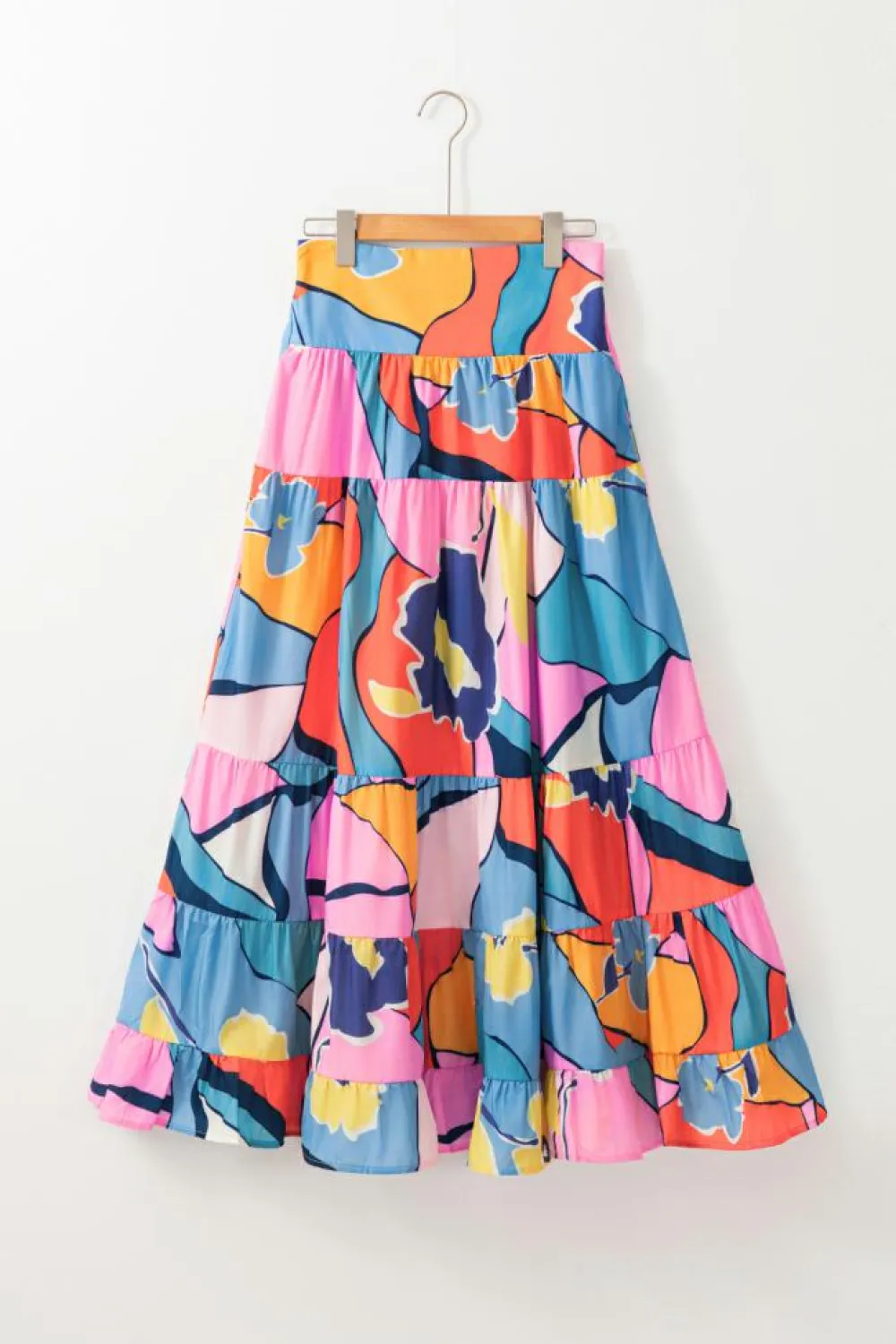 Online Dear-Lover Printed Pocketed High Waist Maxi Skirt Pink