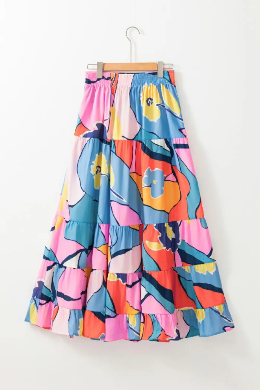 Online Dear-Lover Printed Pocketed High Waist Maxi Skirt Pink
