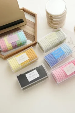 New Dear-Lover Rainbow Colors High Elastic 15pcs/set Hair Tie without Box Pink